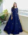 Women sequence boti embroidered chiffon maxi with thread zari work sleeves and crepe trouser 2 piece stitched suit