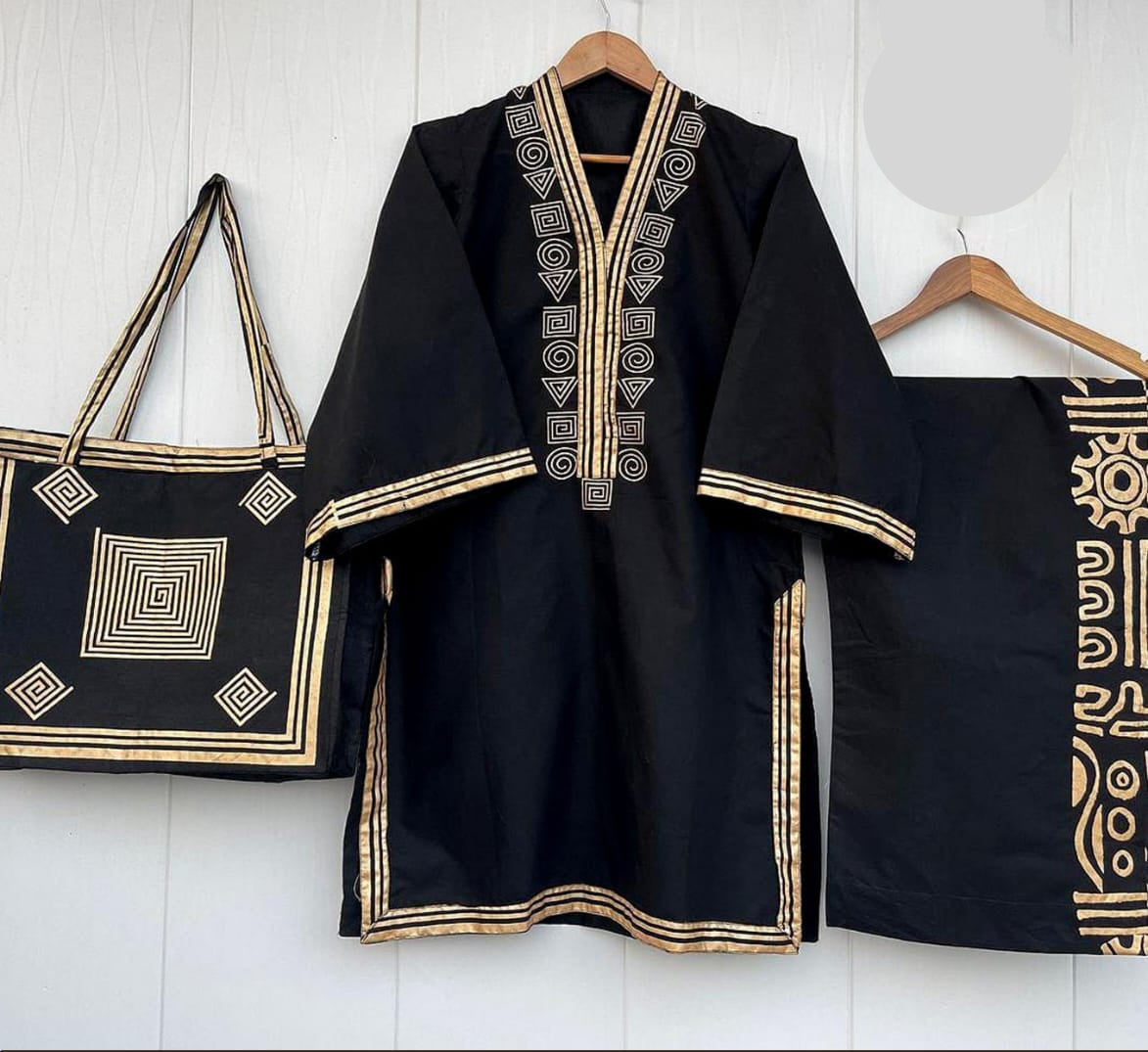 Women premium linen shirt with plazoo and handbag 3 piece stitched outfit