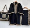Women premium linen shirt with plazoo and handbag 3 piece stitched outfit