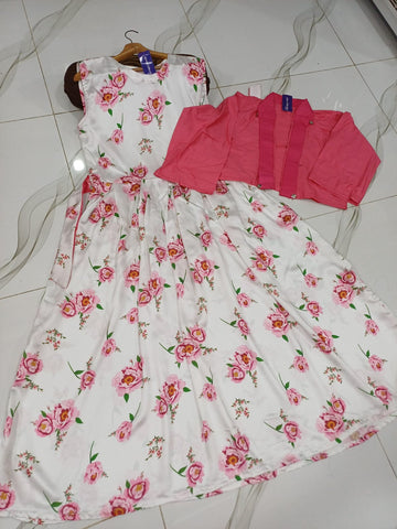 Winter Festival Digital Sleeveless Maxi with Cotton Koti