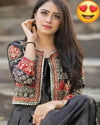 Women sleeveless embroidered silk maxi dress with separate embroidered koti 2 piece stitched suit