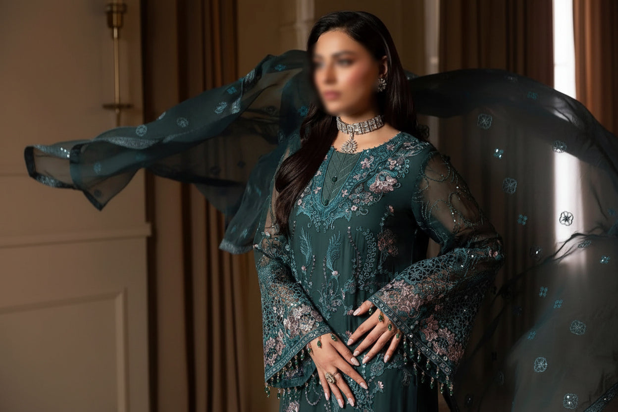 Lavish Premium 3 Piece Unstitched Heavy Embroidered Chiffon Suit TURKISH-WEAR