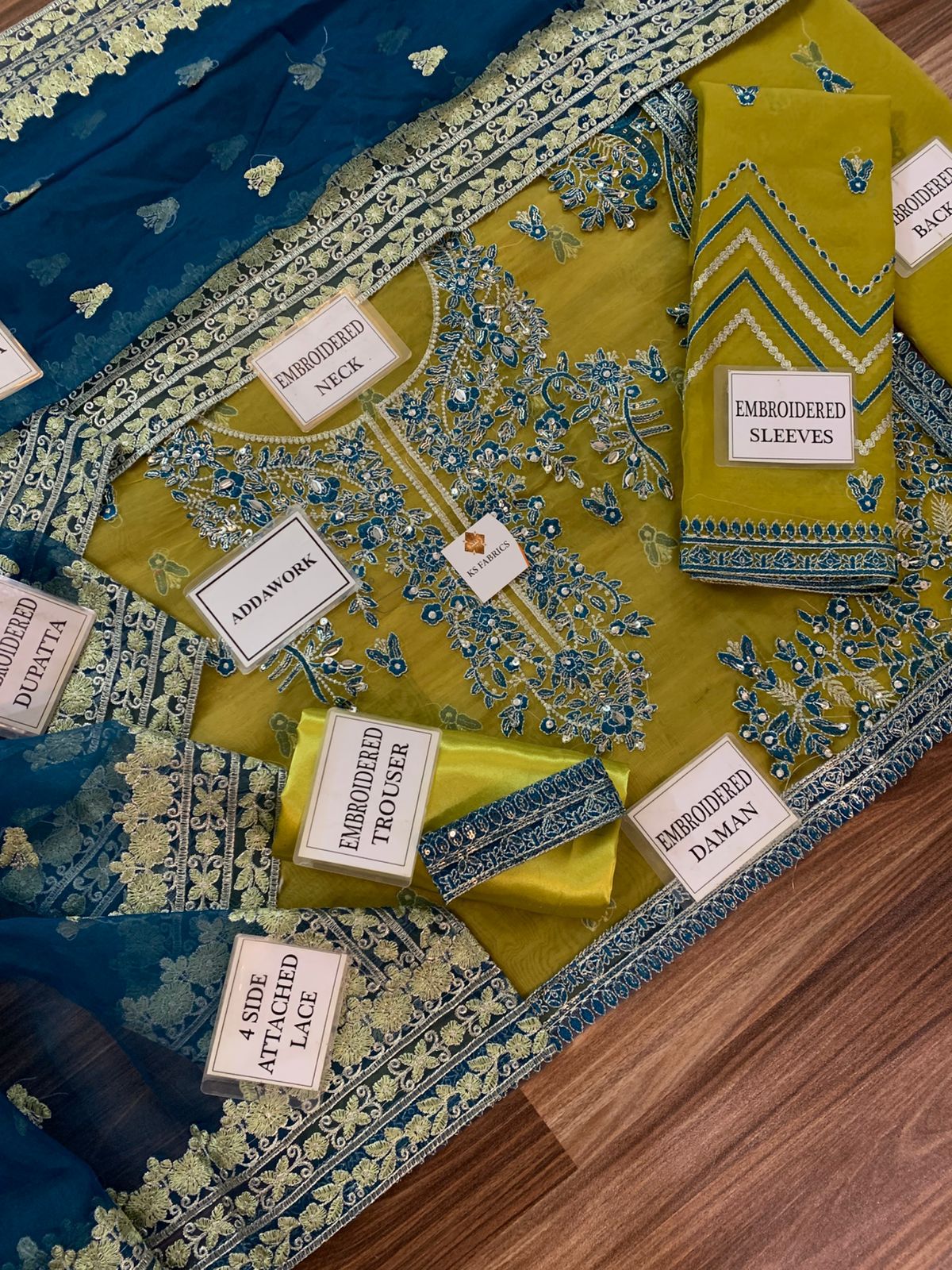 Akbar Aslam 3 Piece Unstitched Heavy Embroidered Organza Suit with Silk Trouser TURKISH-WEAR