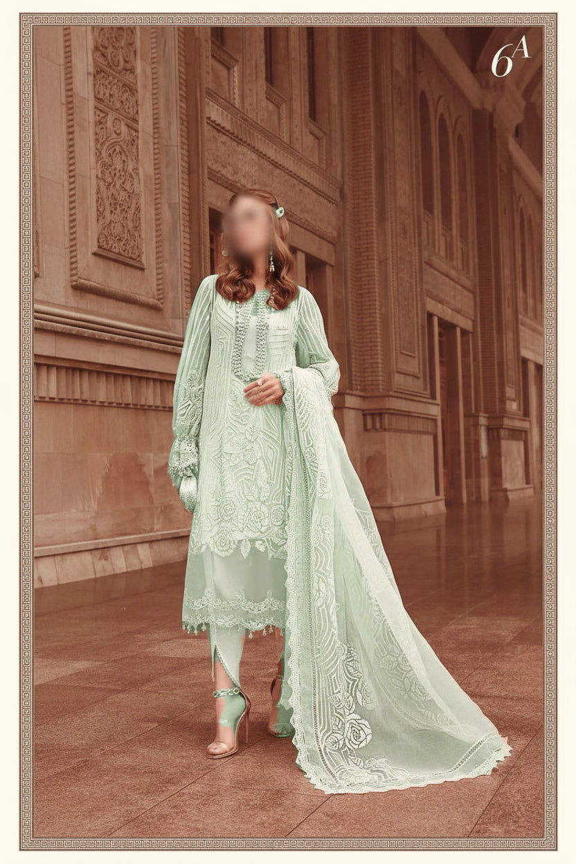 Maria B 3 Piece Unstitched Embroidered Organza Dress with Organza Dupatta TURKISH-WEAR