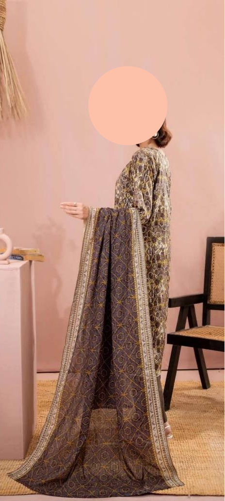 ZESH 3-Piece Unstitched Lawn Set MODERN-COLLECTION