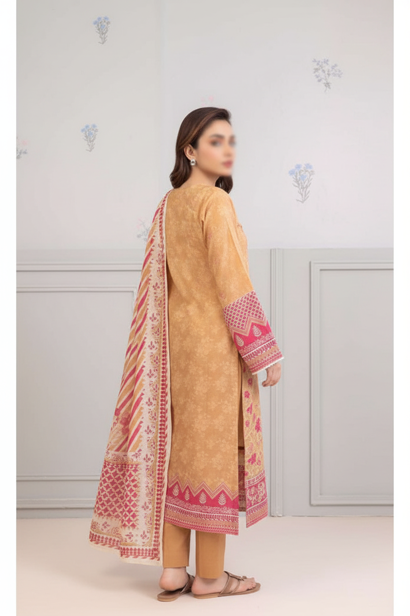 3 Piece Un-Stitched Luxury Lawn Set By ZELLBURY ✨ MODERN-COLLECTION