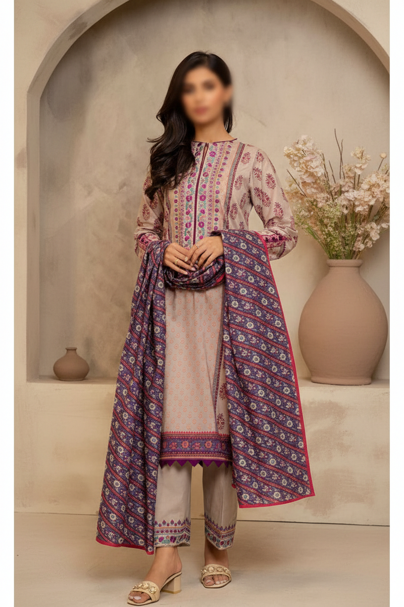 3 Piece Un-Stitched Luxe Lawn Set By ZELLBURY ✨ MODERN-COLLECTION