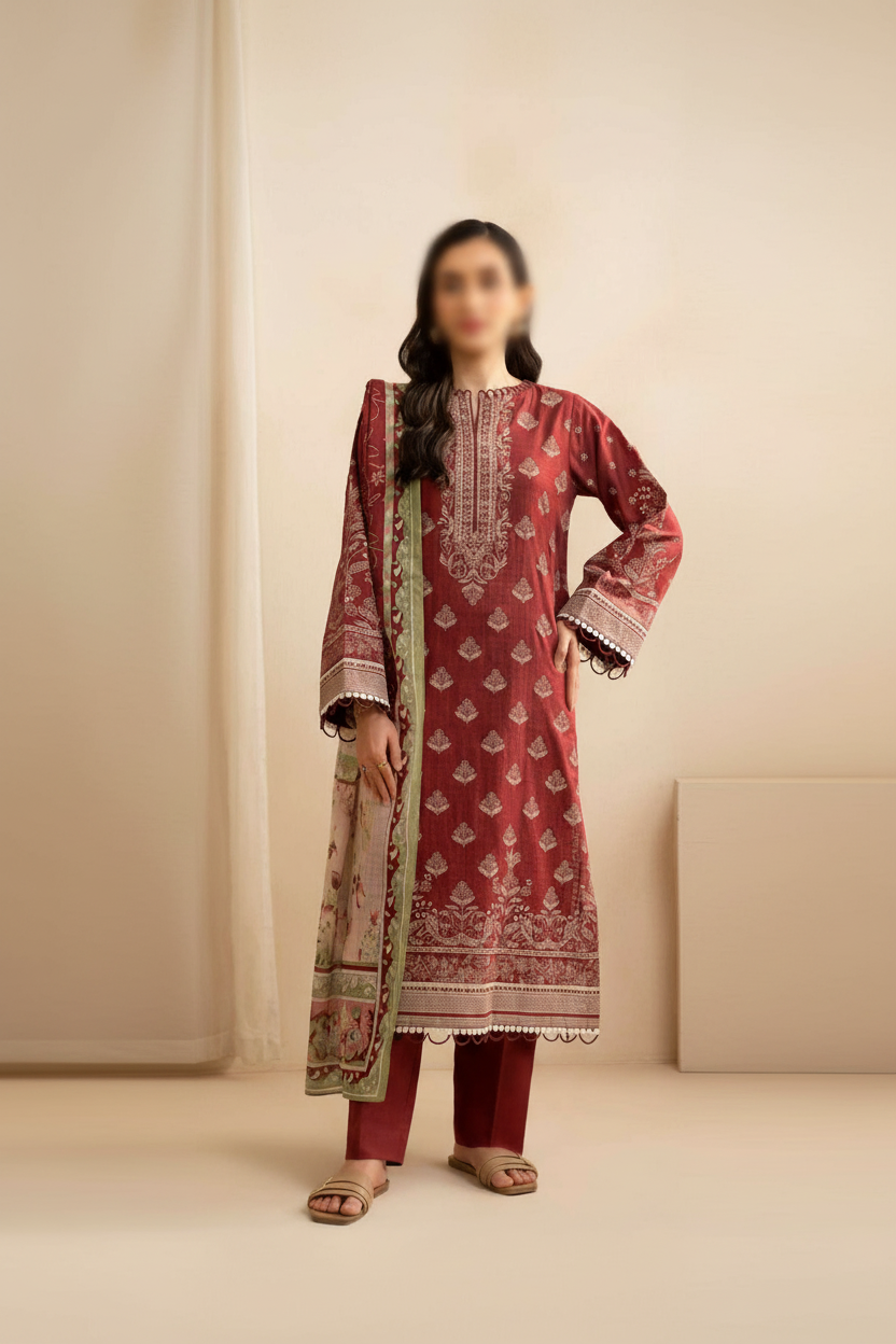 3 Piece Un-Stitched Luxury Set By ZELLBURY ✨ MODERN-COLLECTION