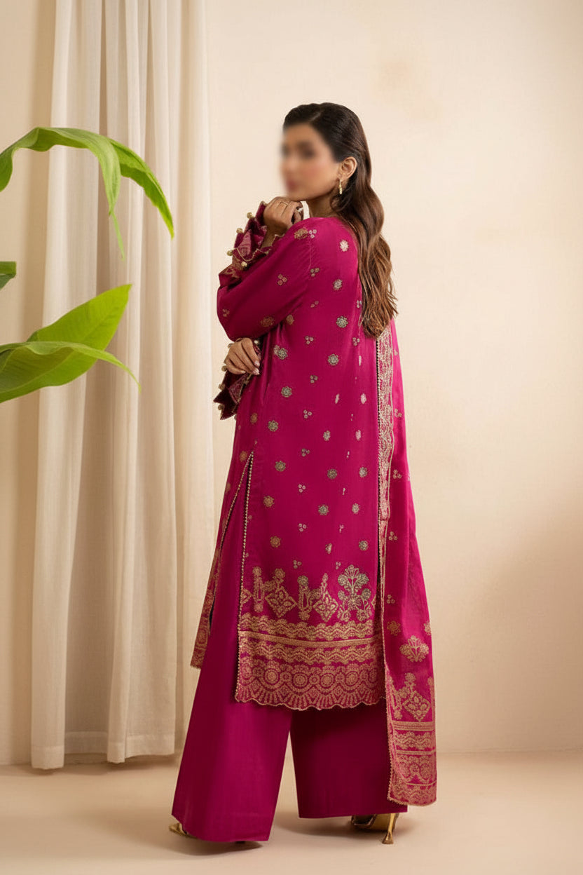 3 Piece Un-Stitched Collection By ZELLBURY, Attractive &amp; Elegant Collection comes with: MODERN-COLLECTION