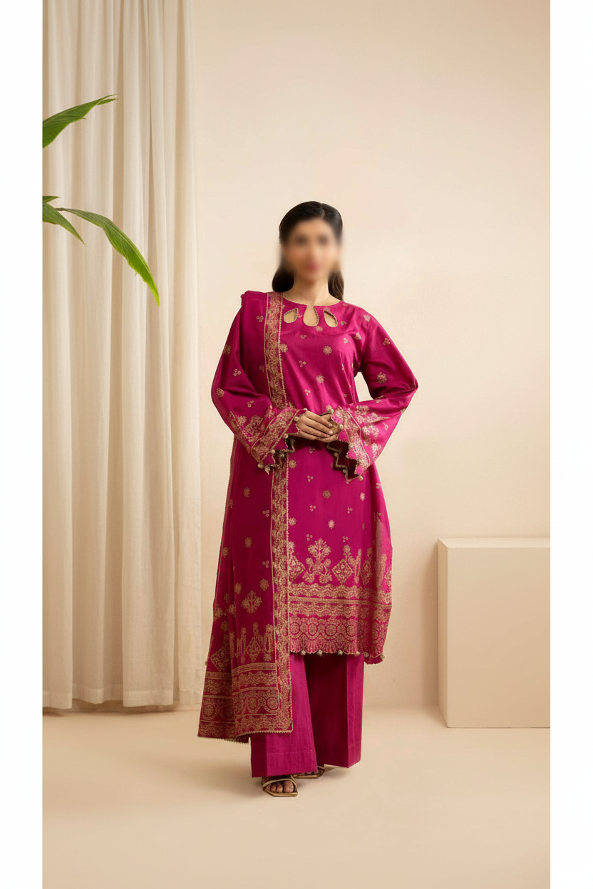 3 Piece Un-Stitched Collection By ZELLBURY, Attractive &amp; Elegant Collection comes with: MODERN-COLLECTION