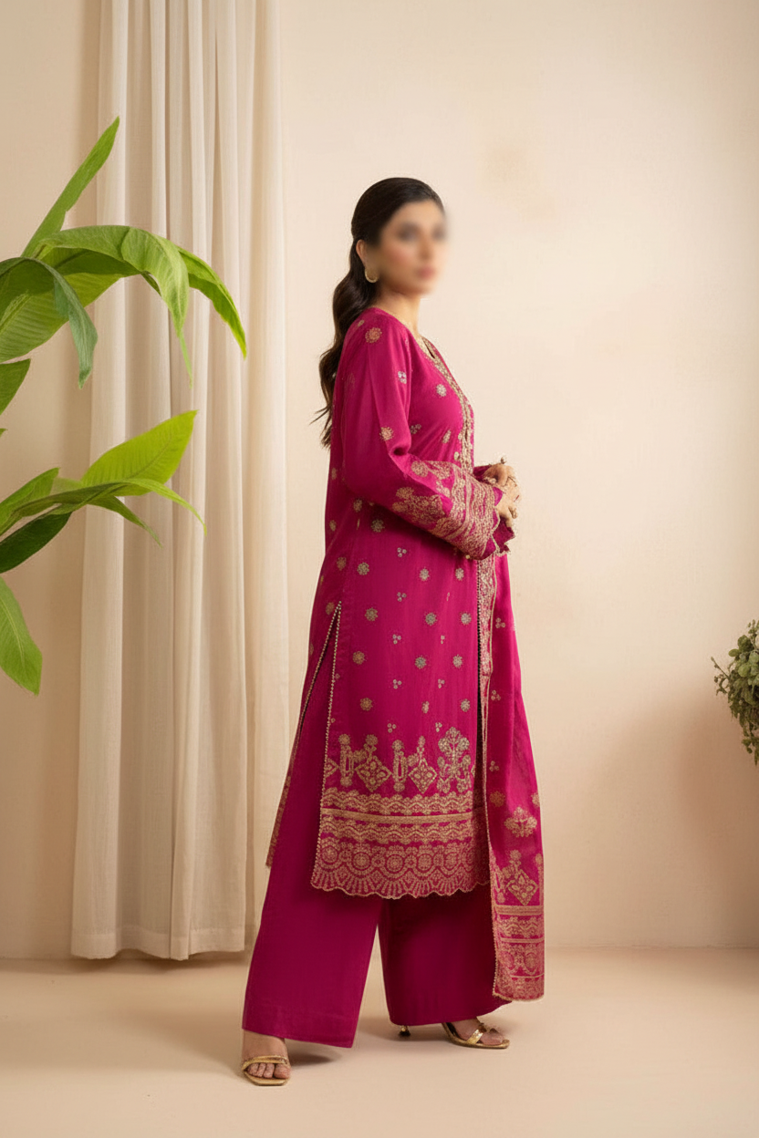 3 Piece Un-Stitched Collection By ZELLBURY, Attractive &amp; Elegant Collection comes with: MODERN-COLLECTION