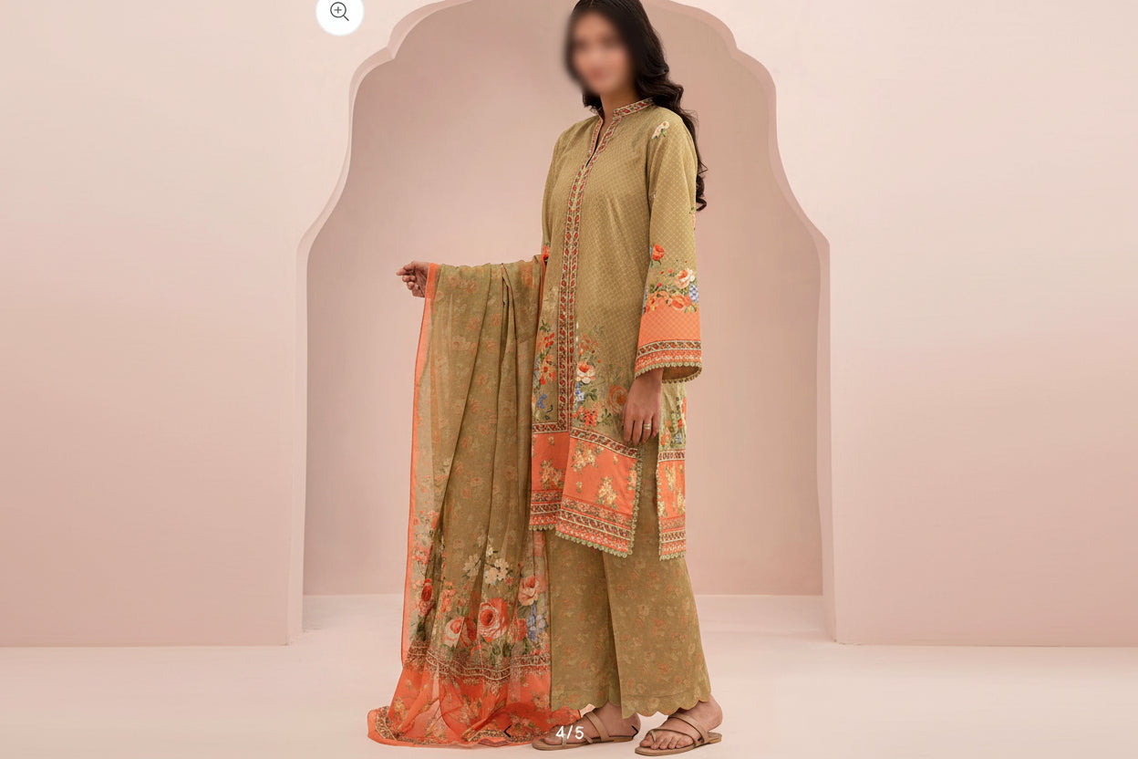 3 Piece Un-Stitched Collection By ZELLBURY, Attractive &amp; Elegant Collection comes with: MODERN-COLLECTION