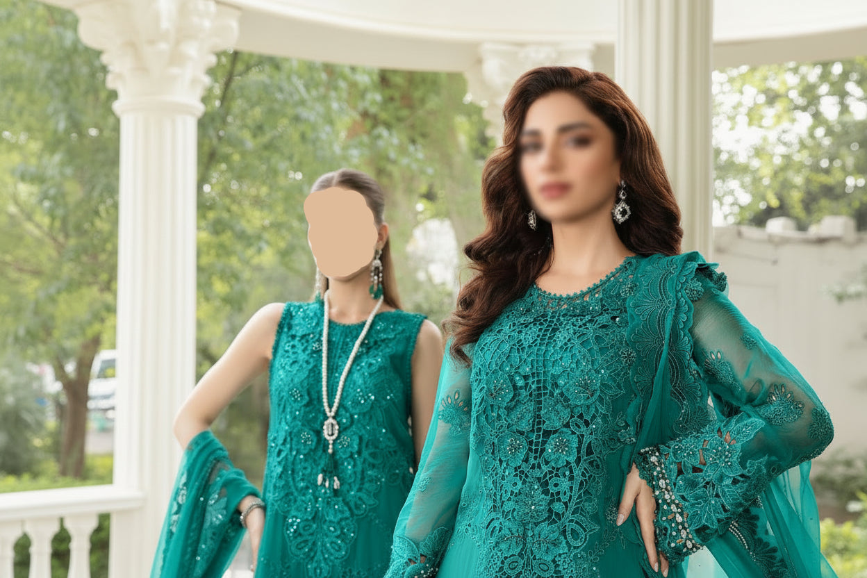 Maria B 2k24 3 Piece Unstitched Heavy Embroidered Chiffon Suit (Master Copy) TURKISH-WEAR