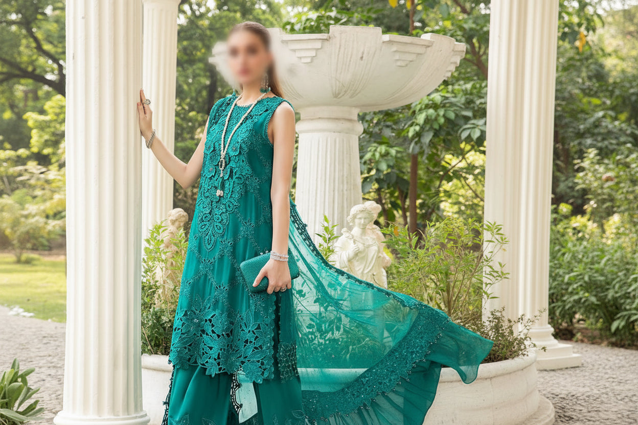 Maria B 2k24 3 Piece Unstitched Heavy Embroidered Chiffon Suit (Master Copy) TURKISH-WEAR