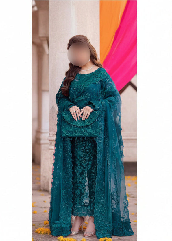 Kanwal Malik 2 Piece Unstitched Net Suit with Malai Trouser (Replica) TURKISH-WEAR