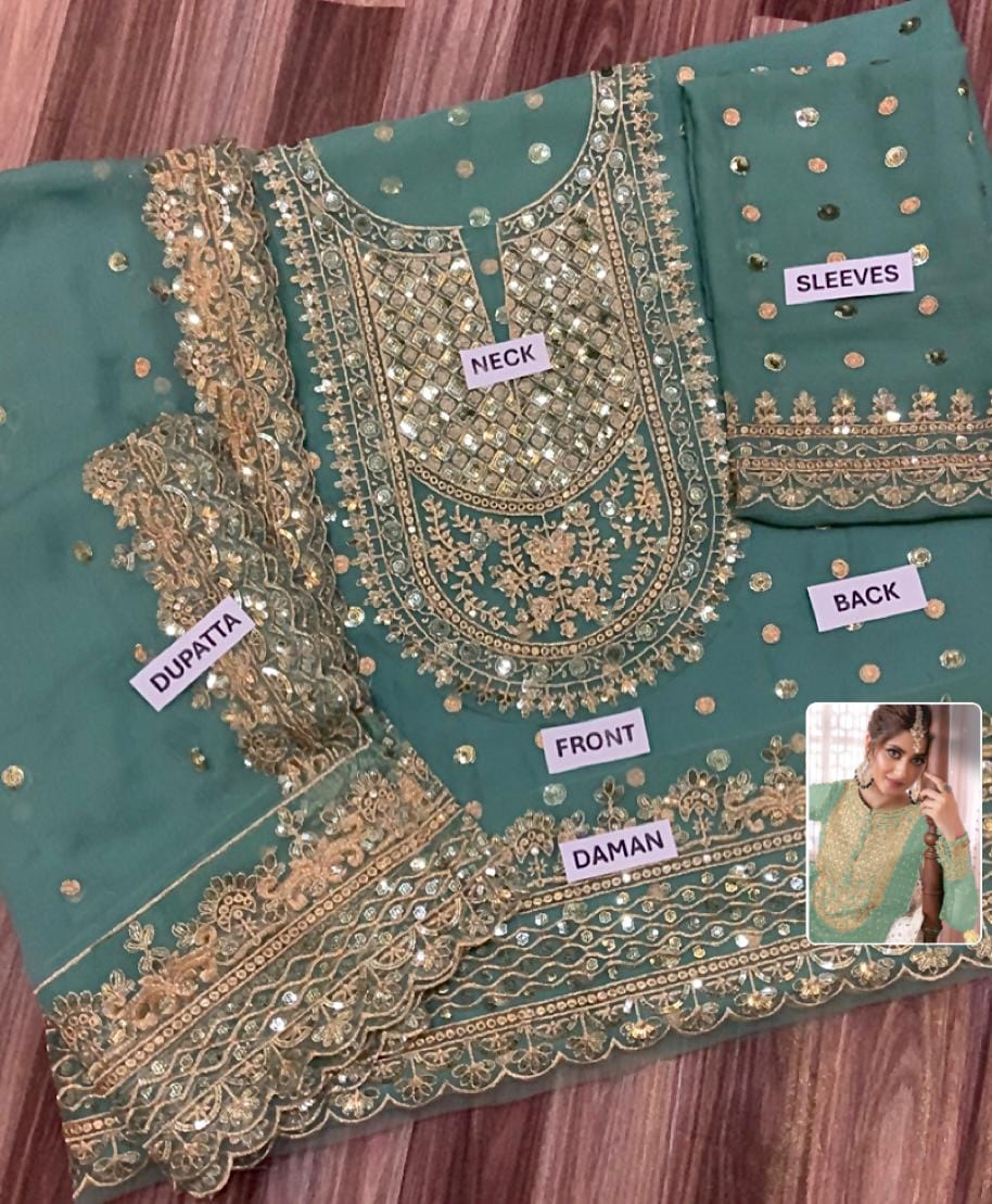 Maria B Inspired 3 Piece Unstitched Embroidered Chiffon Suit TURKISH-WEAR