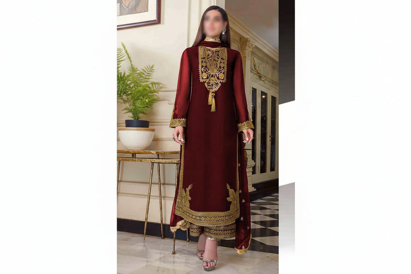 Asim Jofa Simply Festive 3 Piece Unstitched Chiffon Suit (AJ-D03) TURKISH-WEAR