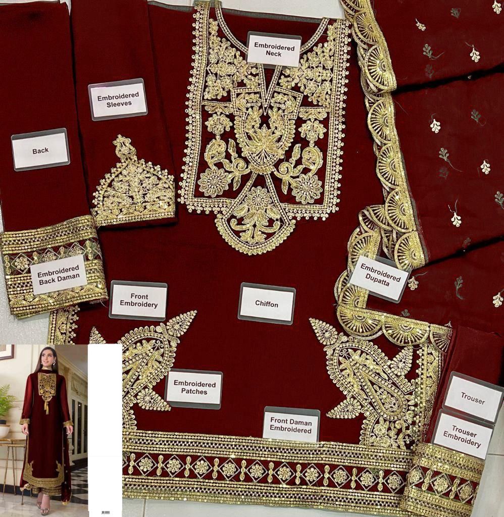 Asim Jofa Simply Festive 3 Piece Unstitched Chiffon Suit (AJ-D03) TURKISH-WEAR