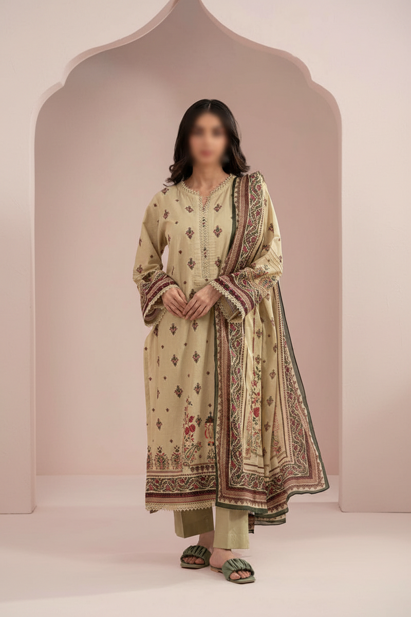 3 Piece Un-Stitched Luxe Ensemble By ZELLBURY ✨ MODERN-COLLECTION