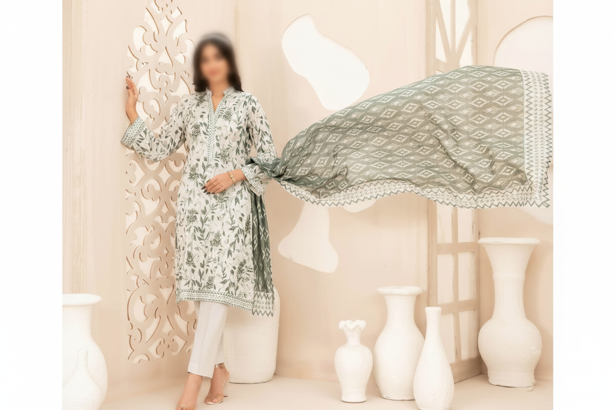 3 Piece Un-Stitched Luxury Lawn Ensemble By Tawakkal (SEERAT) ✨ MODERN-COLLECTION