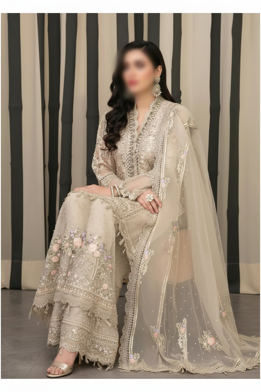 Maria.B 3 Piece Semi Stitched Heavy Embroidered Organza Suit TURKISH-WEAR