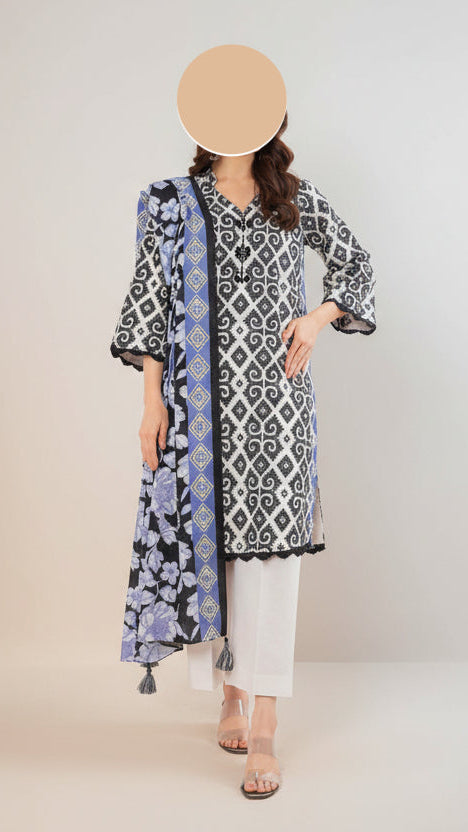 Alkaram 3 Piece Unstitched Lawn Suit – Classic Printed Collection