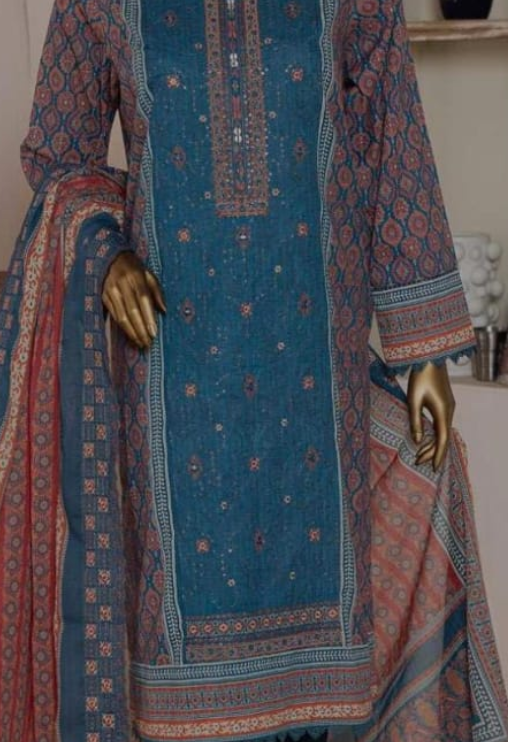 HZ Textiles 3 Piece Digital Printed Lawn Suit – Premium Unstitched