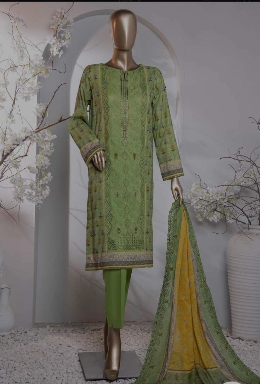 HZ Textiles 3 Piece Digital Printed Lawn Suit – Premium Unstitched
