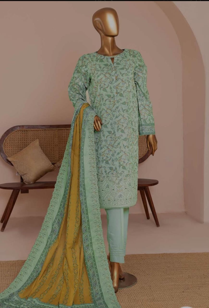 HZ Textiles 3 Piece Digital Printed Lawn Suit – Premium Unstitched