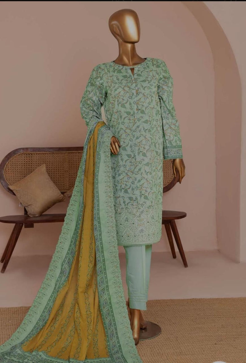 HZ Textiles 3 Piece Digital Printed Lawn Suit – Premium Unstitched