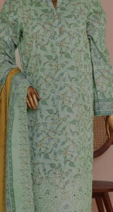 HZ Textiles 3 Piece Digital Printed Lawn Suit – Premium Unstitched