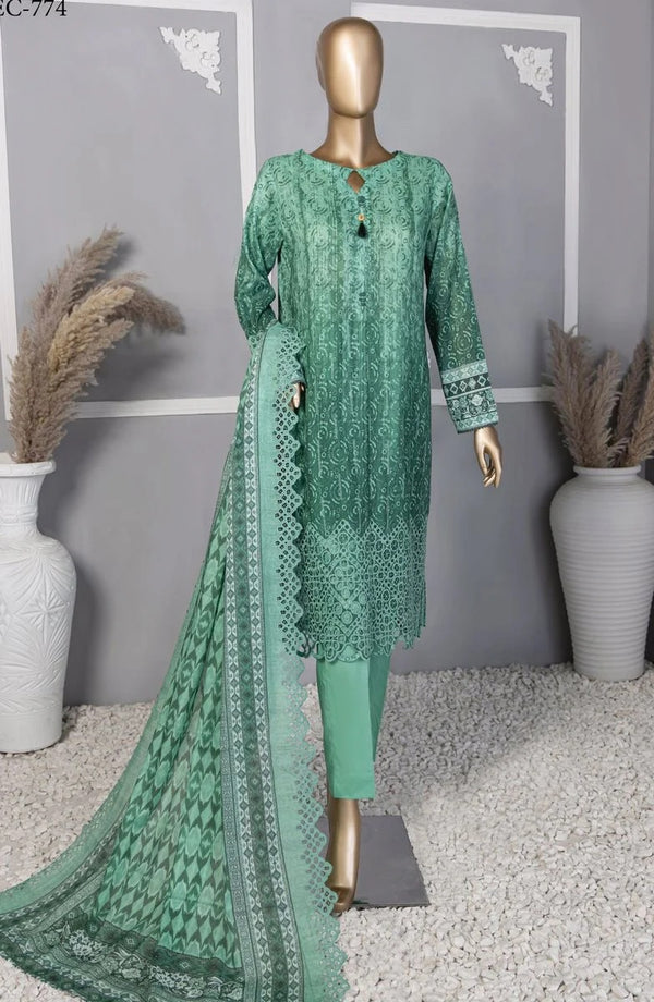HZ Textiles 3 Piece Digital Printed Lawn Suit – Premium Unstitched