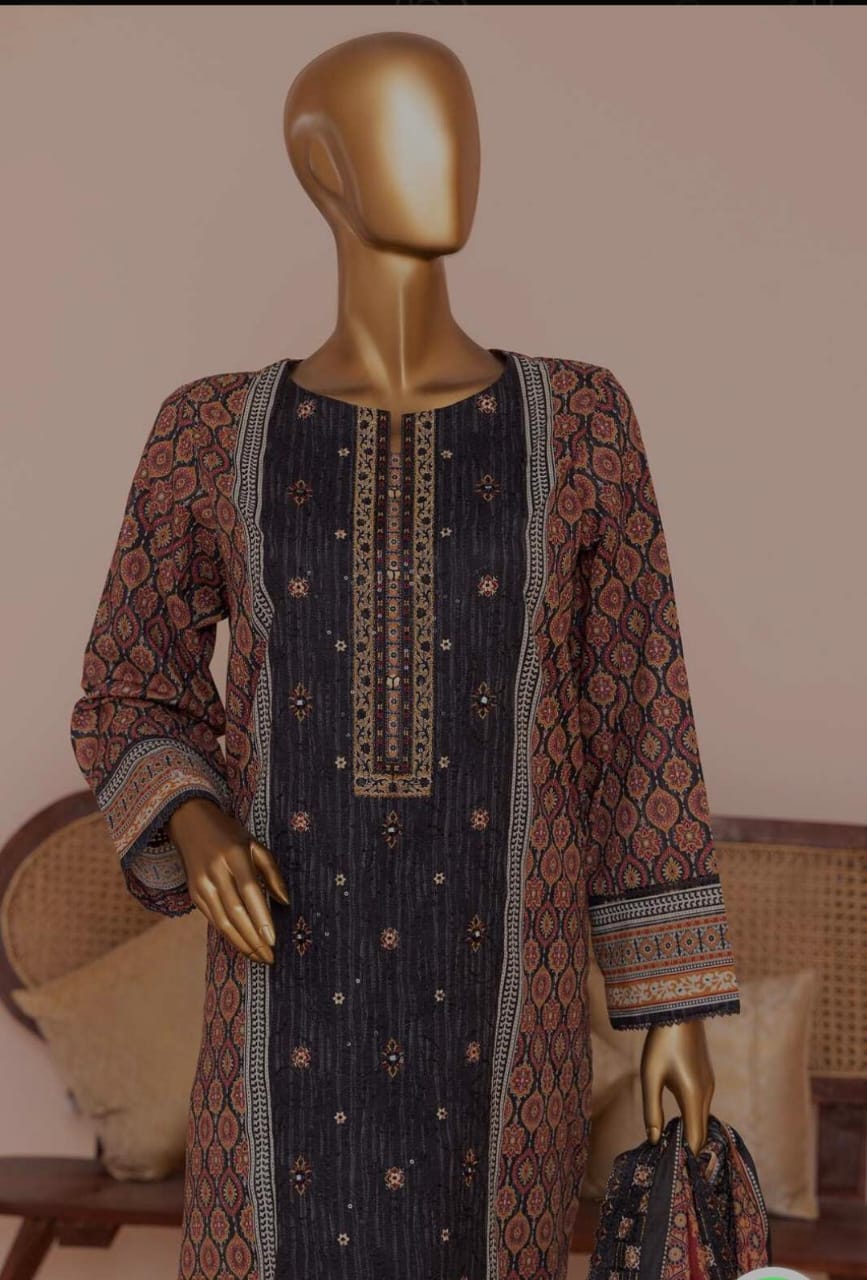 HZ Textiles 3 Piece Digital Printed Lawn Suit – Premium Unstitched