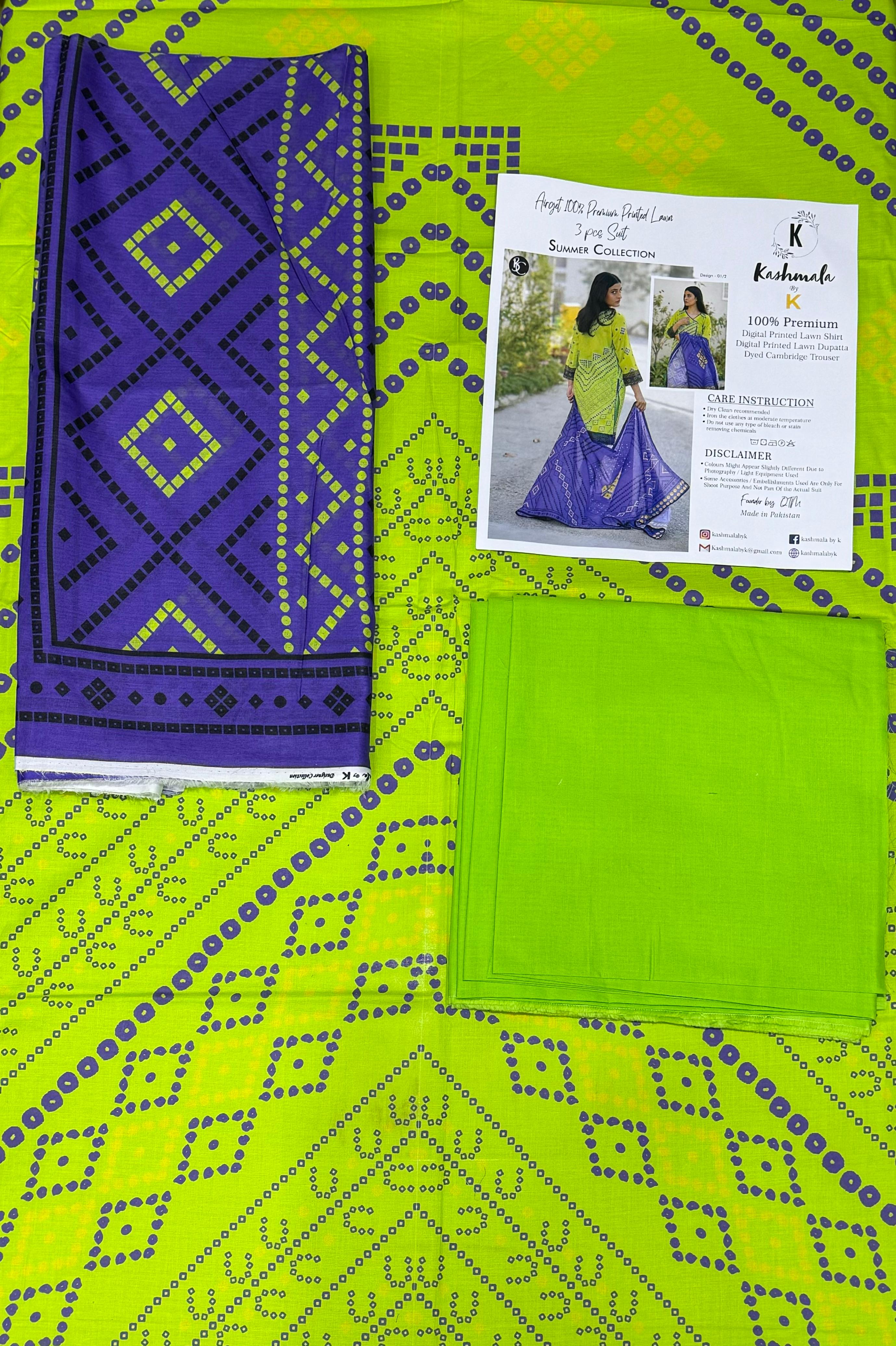 Kashmala 3 Piece Digital Printed Lawn Suit – Elegant Unstitched