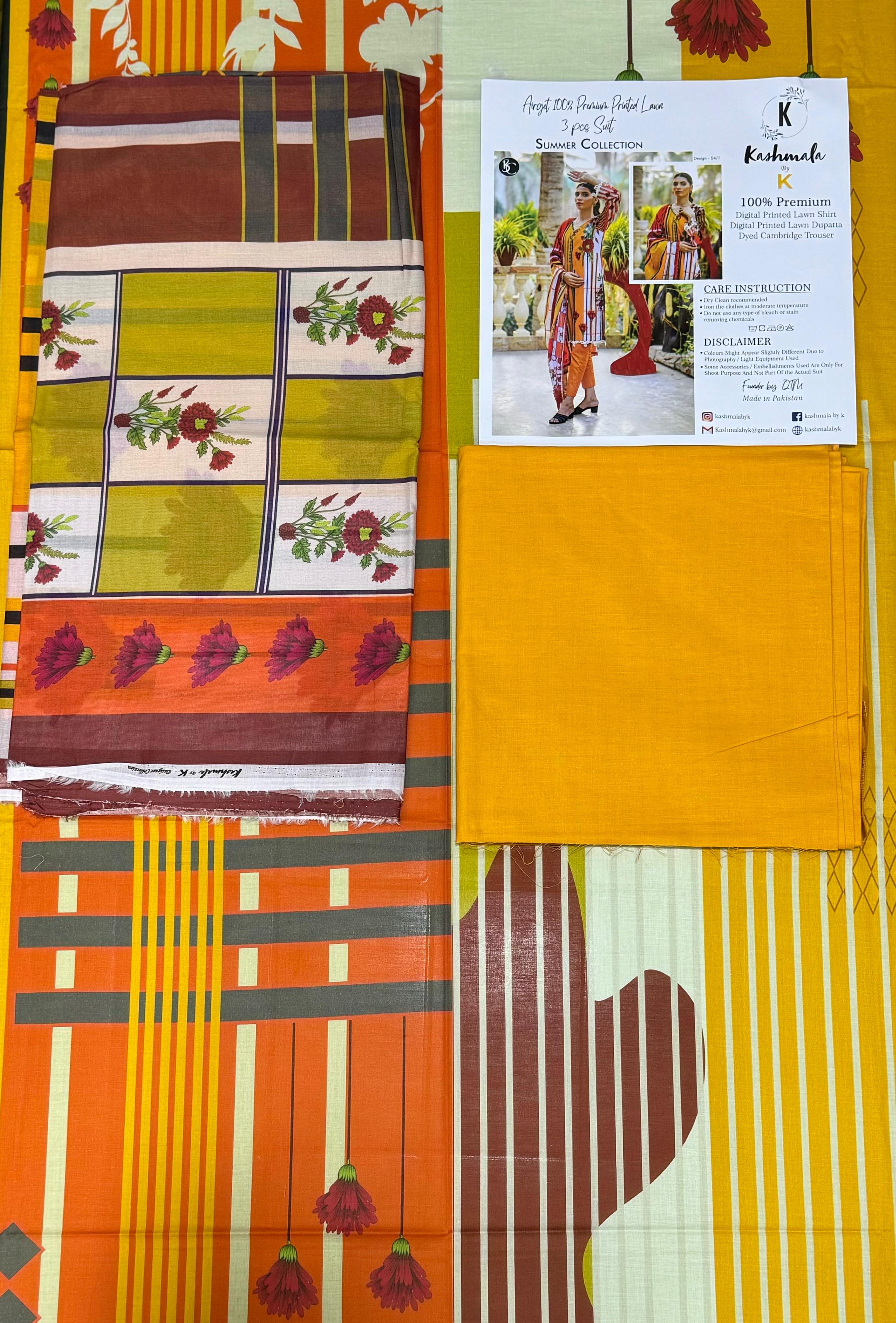 Kashmala 3 Piece Digital Printed Lawn Suit – Elegant Unstitched