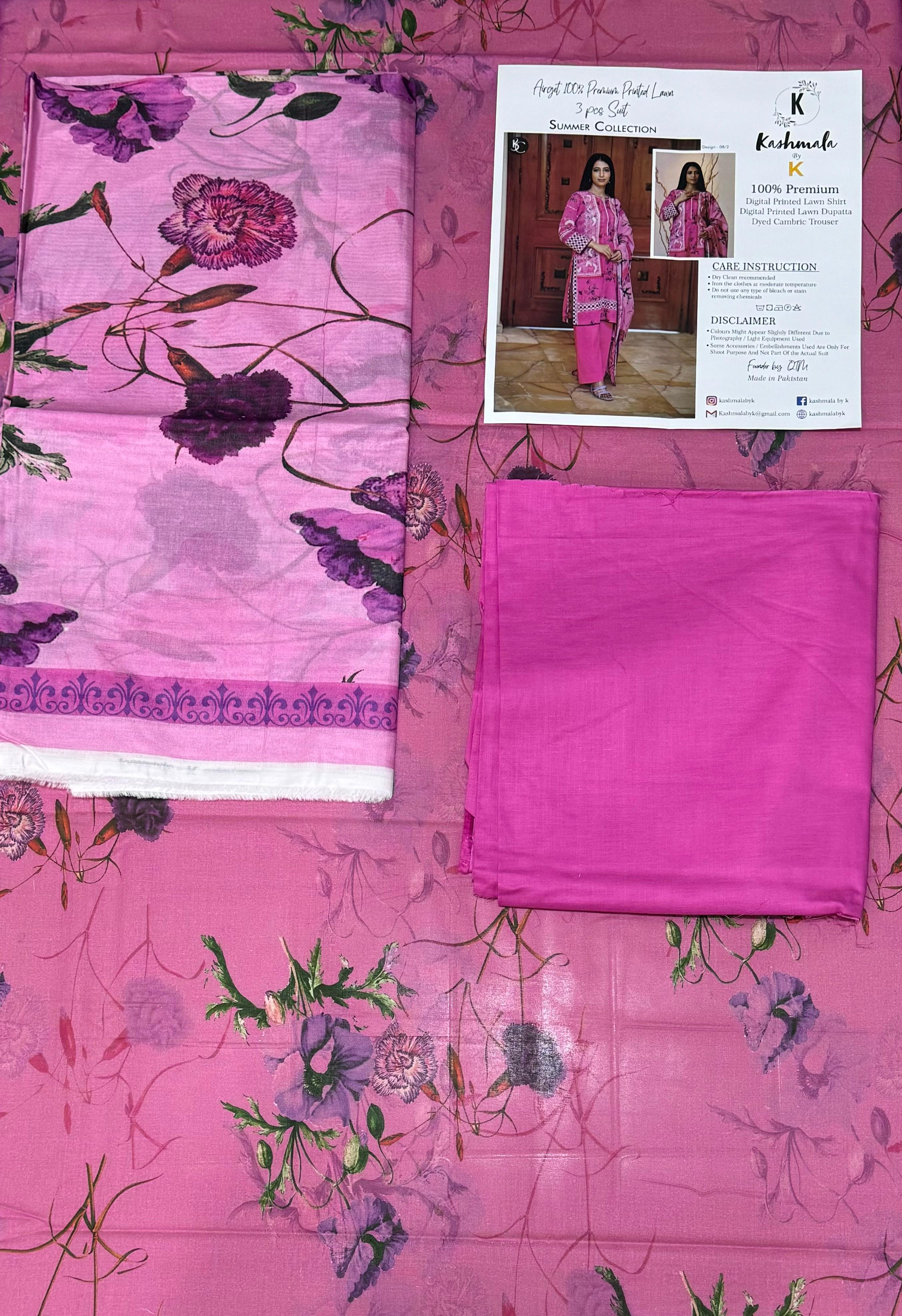 Kashmala 3 Piece Digital Printed Lawn Suit – Elegant Unstitched