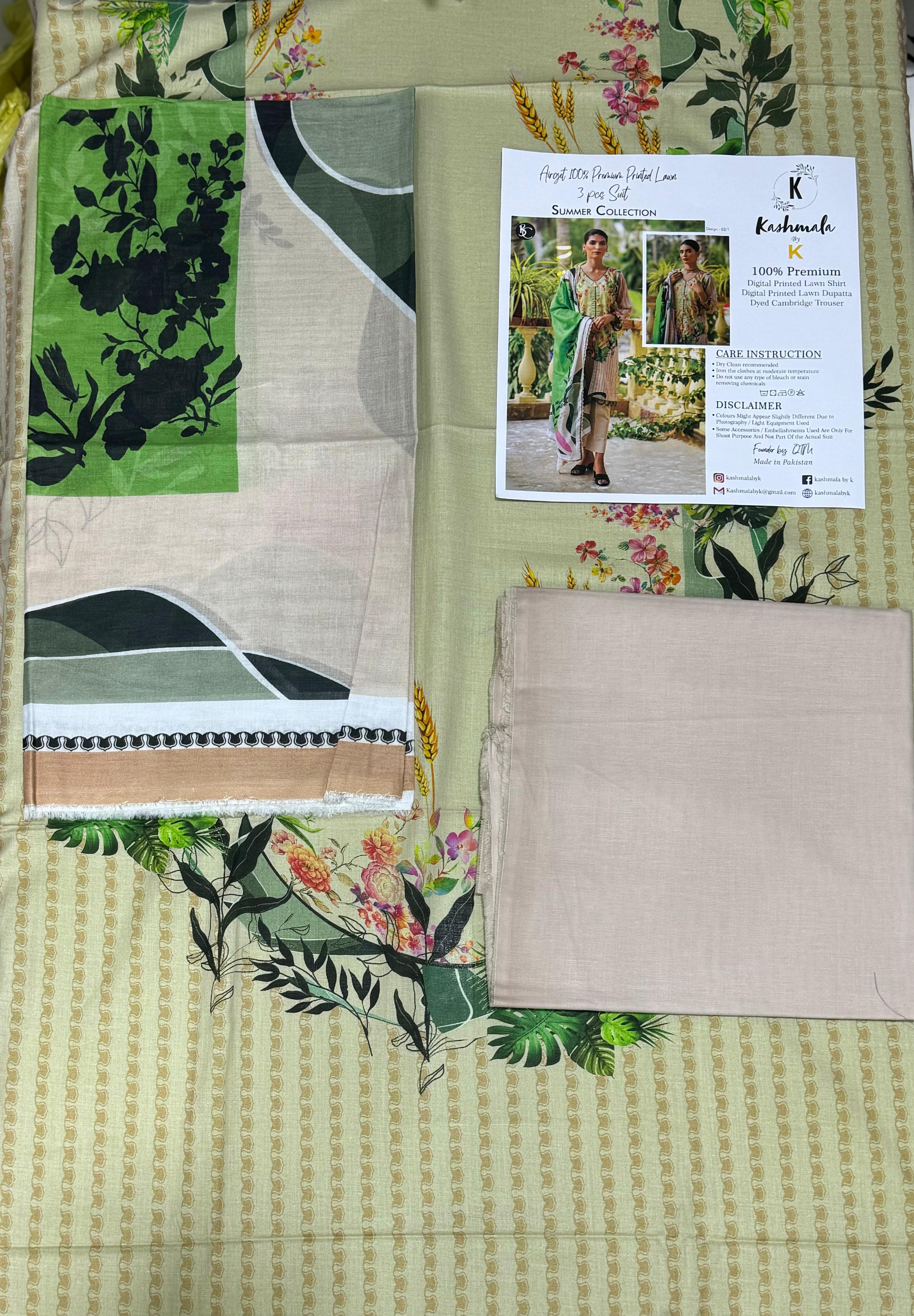 Kashmala 3 Piece Digital Printed Lawn Suit – Elegant Unstitched