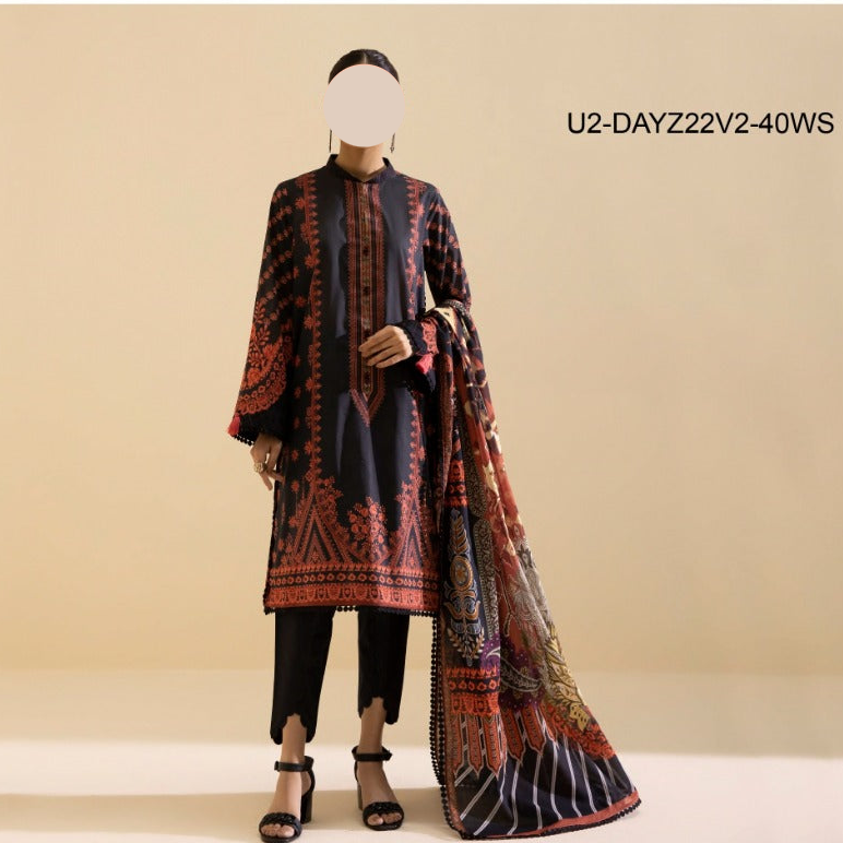 Sapphire 3 Piece Unstitched Lawn Suit – Front View