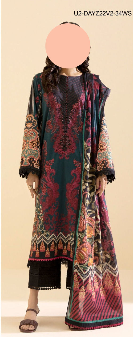 Sapphire Summer Collection 3 Piece Lawn Suit – Front View