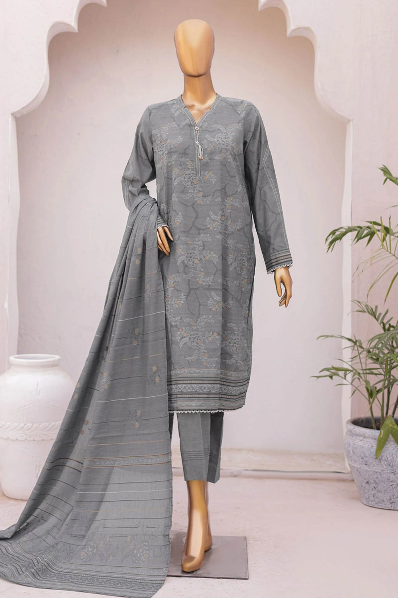HZ Textiles 3 Piece Jacquard Unstitched Suit – Premium Collection