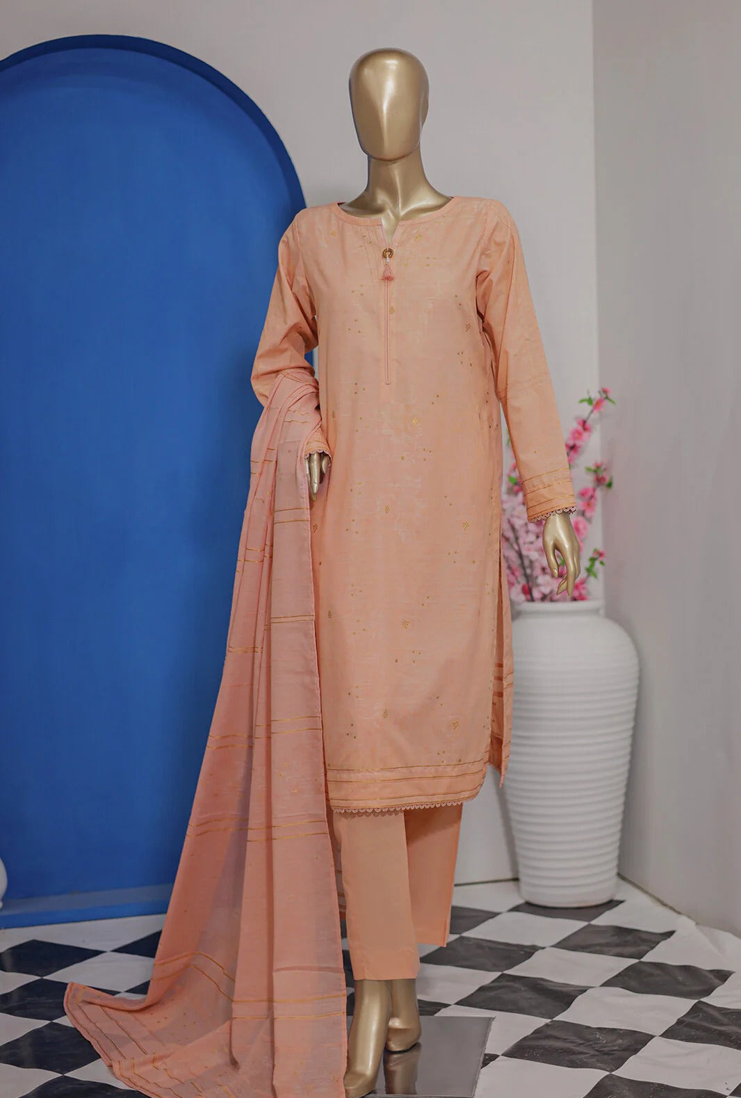 HZ Textiles 3 Piece Jacquard Unstitched Suit – Premium Collection