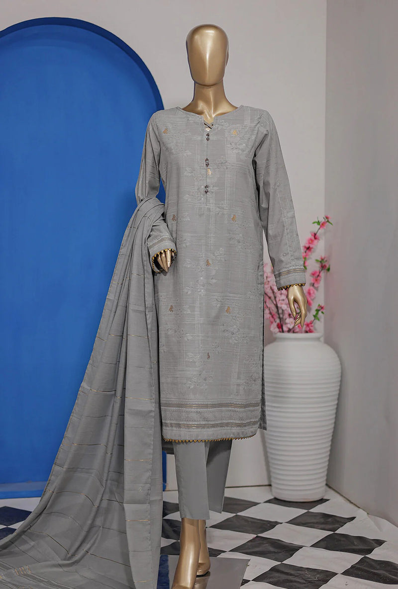 HZ Textiles 3 Piece Jacquard Unstitched Suit – Premium Collection
