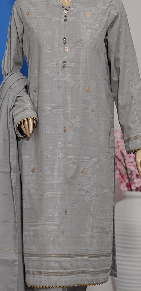 HZ Textiles 3 Piece Jacquard Unstitched Suit – Premium Collection