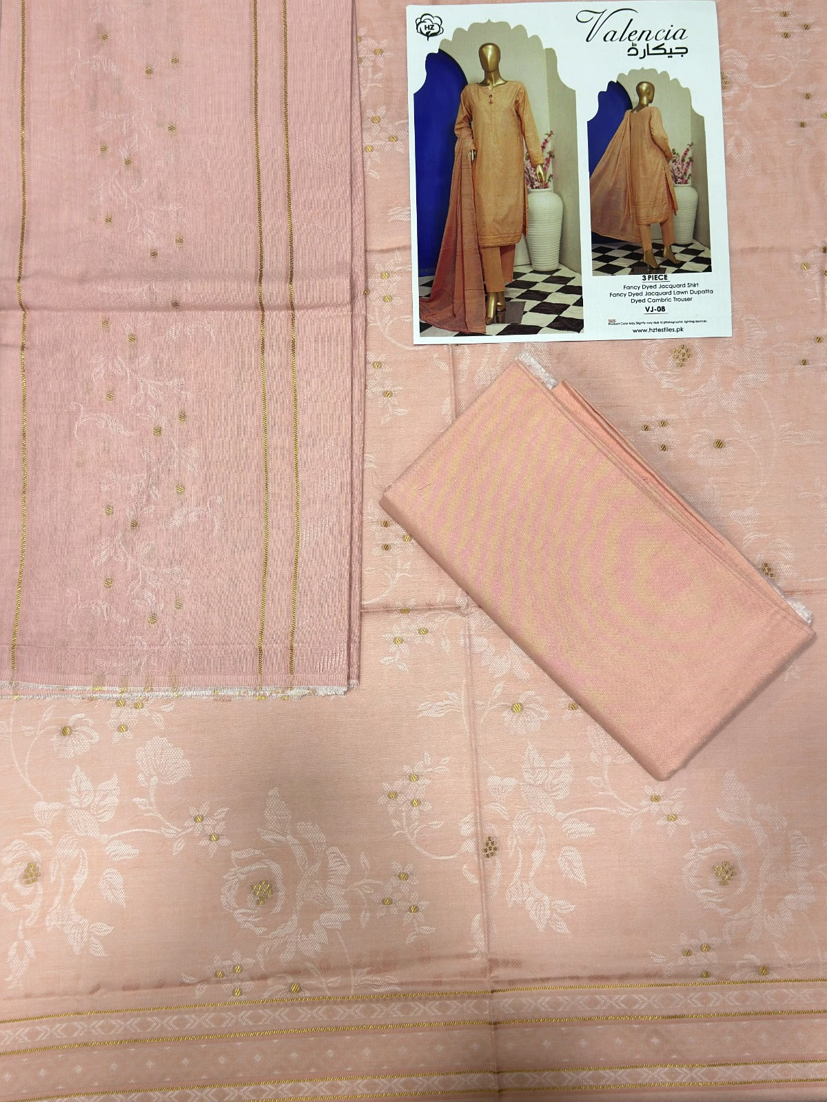 HZ Textiles 3 Piece Jacquard Unstitched Suit – Premium Collection