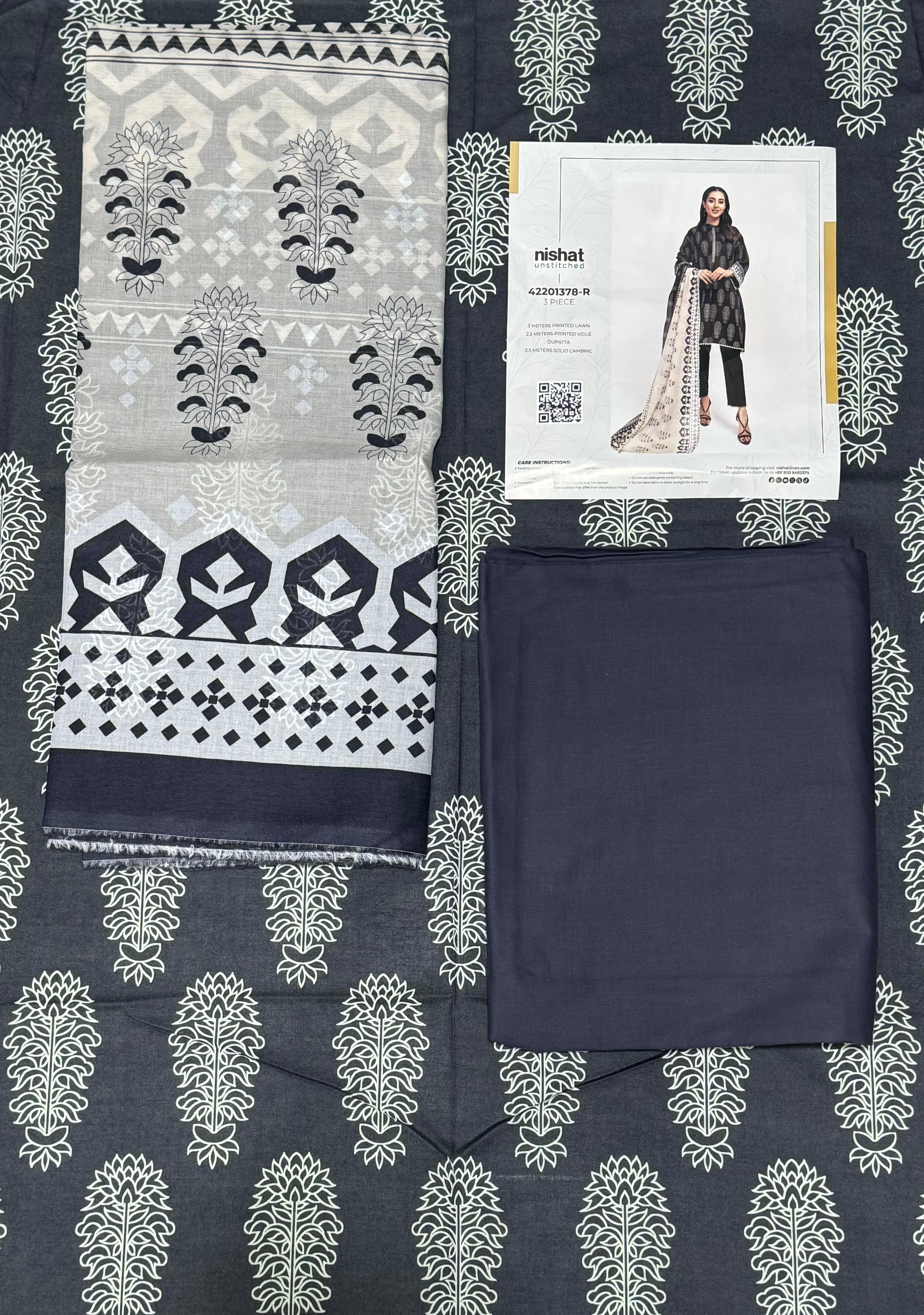 Nishat 3 Piece Unstitched Lawn Suit – 100% Authentic