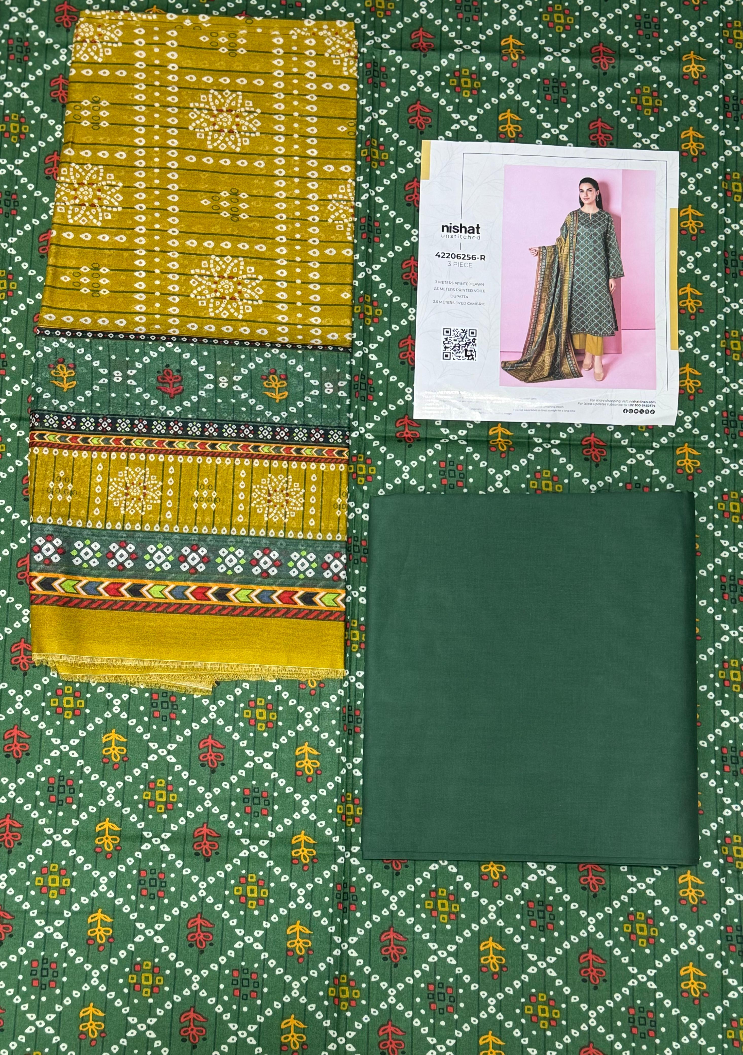 Nishat 3 Piece Unstitched Lawn Suit – 100% Authentic