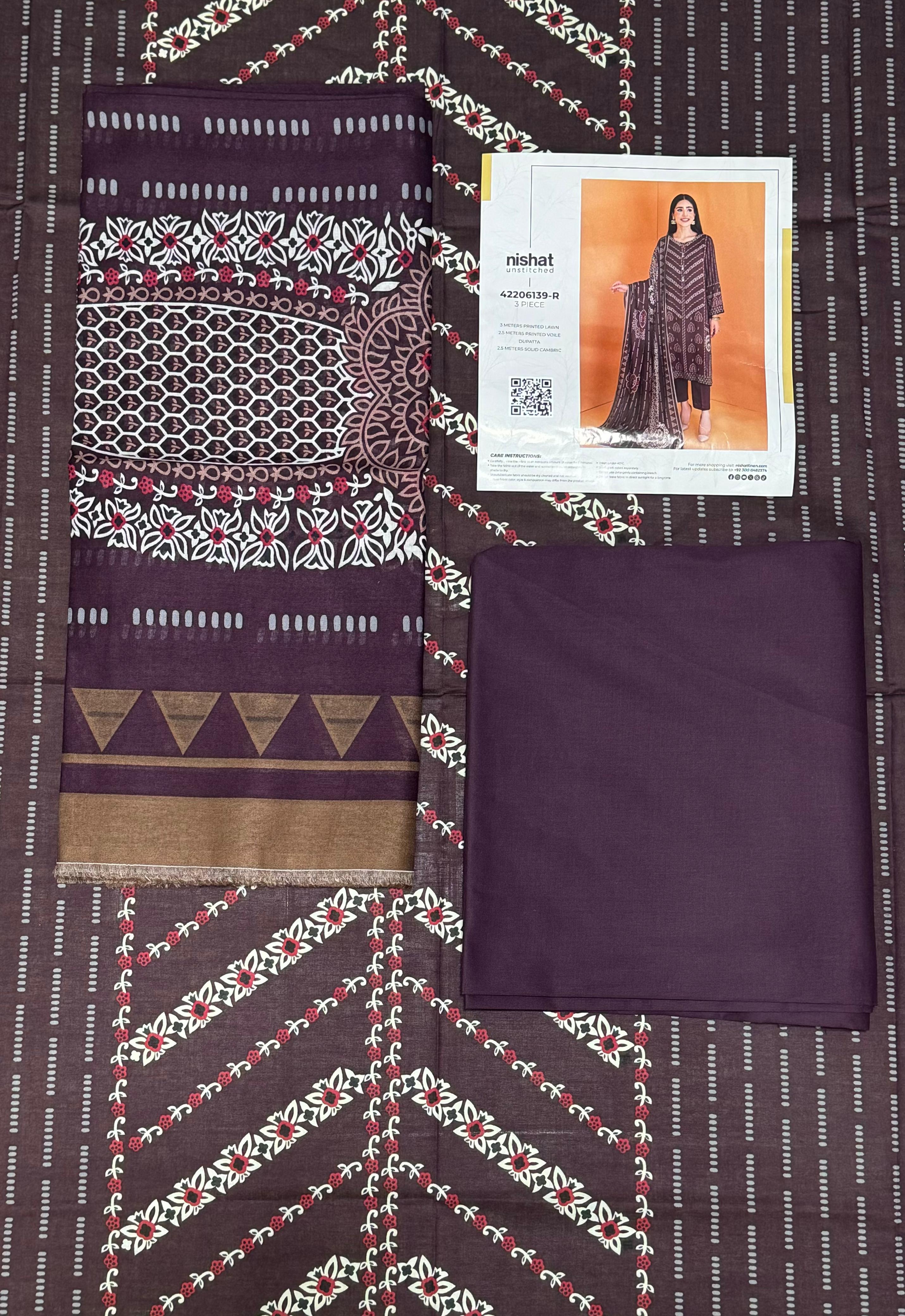 Nishat 3 Piece Unstitched Lawn Suit – 100% Authentic