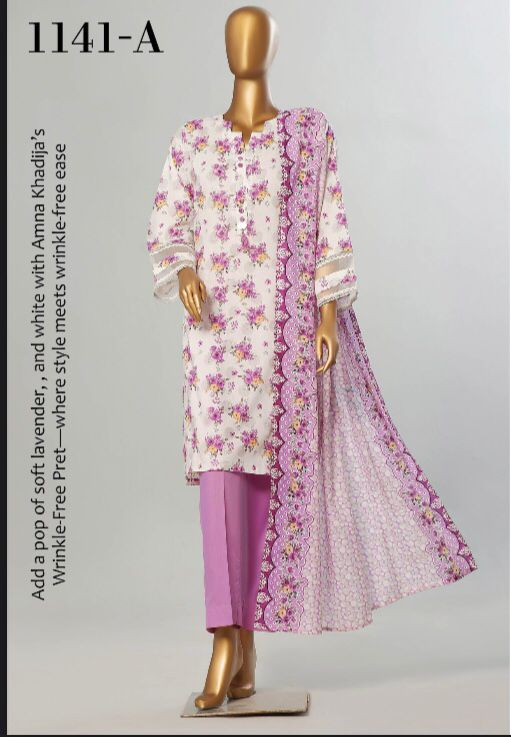 Amna Khadija 3 Piece Linen Unstitched Suit – Premium Collection