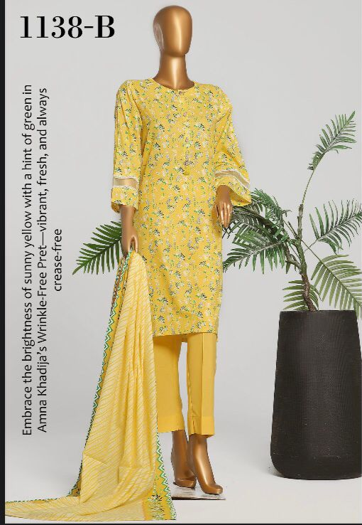 Amna Khadija 3 Piece Linen Unstitched Suit – Premium Collection