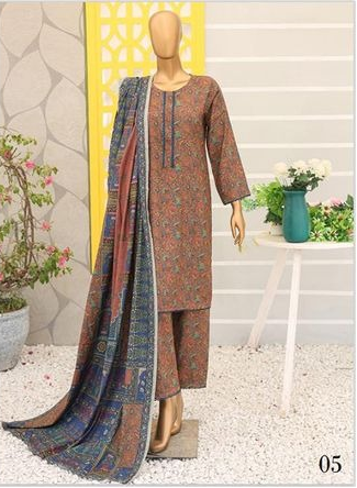 Mirha 3 Piece Digital Printed Dhanak Suit – Winter Collection
